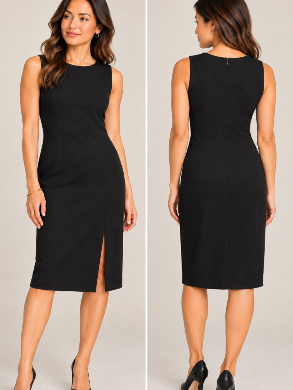 Lauren Ralph Lauren Black Sleeveless Sheath Midi Dress Size 10